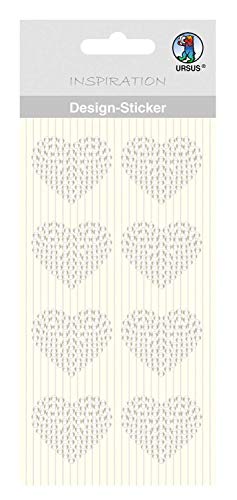 Ursus 75070029 - Design Sticker, Herzen, weiß, 8 Stück, selbstklebend, einfach von der Folie abzuziehen, ideal geeignet für Scrapbooking, Kartengestaltung und zur Dekoration von Ursus