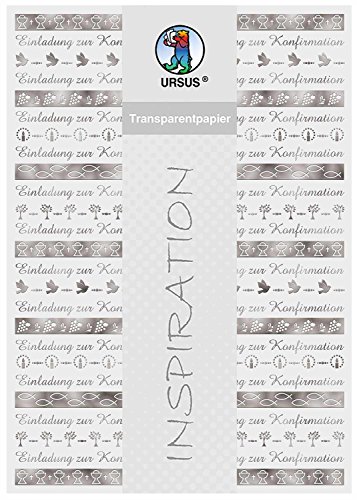 Ursus 76604601 - Transparentpapier, Bordüren, Konfirmation, DIN A4, 115 g/qm, 5 Blatt, Vorderseite mit Heißfolie in silber veredelt, mit Banderole Ursus 76604601 - Transparentpapier, Bordüren, Konfirmation, DIN A4, 115 g/qm, 5 Blatt, Vorderseite mit Heißfolie in silber veredelt, mit Banderole von Ursus
