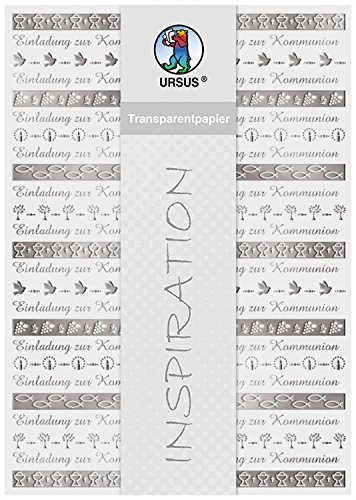 Ursus 76604602 - Transparentpapier, Bordüren Kommunion, DIN A4, 115 g/qm, 5 Blatt, Vorderseite mit Heißfolie in silber veredelt, mit Banderole, Ursus 76604602 - Transparentpapier, Bordüren Kommunion, DIN A4, 115 g/qm, 5 Blatt, Vorderseite mit Heißfolie in silber veredelt, mit Banderole, von Ursus