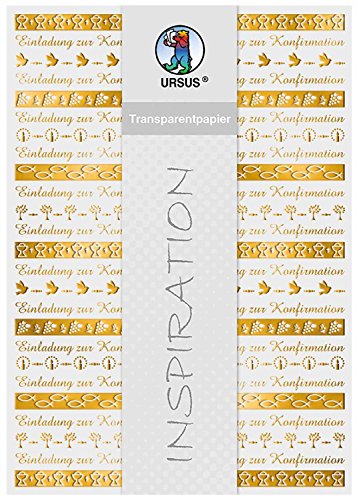 Ursus 76624601 - Transparentpapier, Bordüren, Konfirmation, DIN A4, 115 g/qm, 5 Blatt, Vorderseite mit Heißfolie in gold veredelt, mit Banderole Ursus 76624601 - Transparentpapier, Bordüren, Konfirmation, DIN A4, 115 g/qm, 5 Blatt, Vorderseite mit Heißfolie in gold veredelt, mit Banderole von Ursus