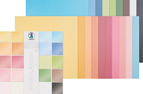 Ursus 81320099 - Scrapbook paper Block, Struktura Pearl 1, ca. 30,5 x 30,5 cm, 220 g/qm, 20 Blatt in 20 verschiedenen Farben, durchgefärbt, einseitig bedruckt mit Vintage Effekt von Ursus