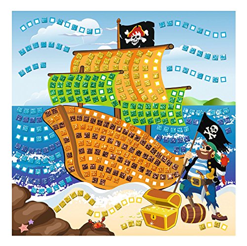 Ursus 8420005 - Moosgummi Mosaikbild Glitter, Pirat, zum Gestalten eines Moosgummi Bildes, Set mit 432 Moosgummistickern in verschiedenen Farben, Vorlage, Aufsteller, inklusive Bastelanleitung, Mittel von Ursus