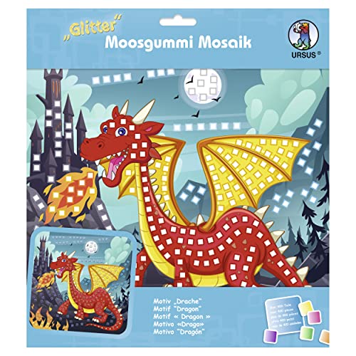 Ursus 8420016 - Glitter Moosgummi Mosaik-Bild "Drache", Bastelset für ein Klebebild aus Moosgummi-Stickern, ca. 25 x 25 cm mit Aufsteller, Mittel Ursus 8420016 - Glitter Moosgummi Mosaik-Bild "Drache", Bastelset für ein Klebebild aus Moosgummi-Stickern, ca. 25 x 25 cm mit Aufsteller, Mittel von Ursus