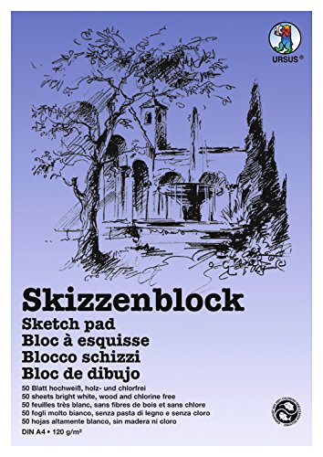 Ursus 8814600 - Skizzenblock, weiß, DIN A4, 50 Blatt, 120 g/qm, aus hochfeinem, weißen Zeichenpapier, holz und chlorfrei, ideal geeignet für Kohle, Rötel, Wachsmalkreide und Pastellkreide Ursus 8814600 - Skizzenblock, weiß, DIN A4, 50 Blatt, 120 g/qm, aus hochfeinem, weißen Zeichenpapier, holz und chlorfrei, ideal geeignet für Kohle, Rötel, Wachsmalkreide und Pastellkreide von Ursus