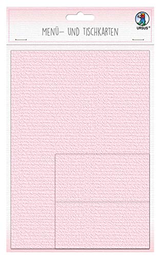 Ursus 90270026 - Menü und Tischkarten rosa, 220 g/qm, 3 Menükarten ca. 21 x 29,4 cm (gefaltet auf ca. 21 x 14,7 cm), 12 Tischkarten ca. 10 x 10 cm (genutet auf ca. 10 x 5 cm), gerippt von Ursus