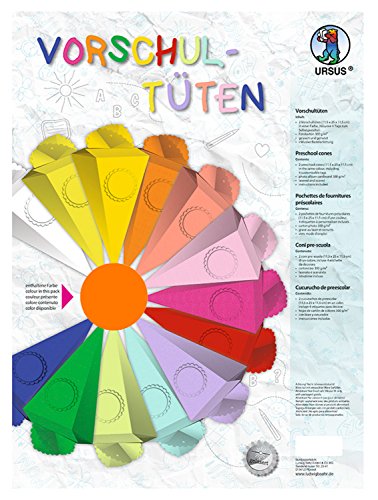 Ursus 9730014 - Vorschultüte aus Kraftkarton, goldgelb, 2 Stück, ca. 11,5 x 25 x 11,5 cm, gelasert und genutet, inklusive Bastelanleitung, zum Selbstgestalten, für Jungen und Mädchen Ursus 9730014 - Vorschultüte aus Kraftkarton, goldgelb, 2 Stück, ca. 11,5 x 25 x 11,5 cm, gelasert und genutet, inklusive Bastelanleitung, zum Selbstgestalten, für Jungen und Mädchen von Ursus