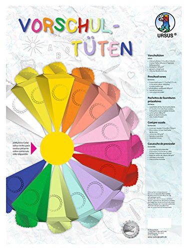 Ursus 9730017 - Vorschultüte aus Kraftkarton, intensivgelb, 2 Stück, ca. 11,5 x 25 x 11,5 cm, gelasert und genutet, inklusive Bastelanleitung, zum Selbstgestalten, für Jungen und Mädchen Ursus 9730017 - Vorschultüte aus Kraftkarton, intensivgelb, 2 Stück, ca. 11,5 x 25 x 11,5 cm, gelasert und genutet, inklusive Bastelanleitung, zum Selbstgestalten, für Jungen und Mädchen von Ursus