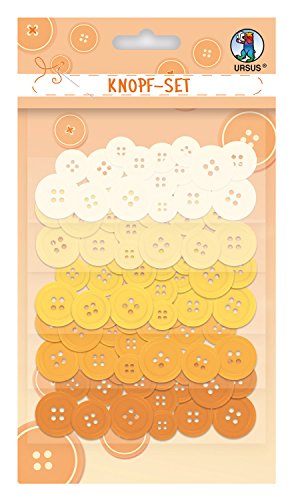 Ursus Knopfset gelb, 80 Kunststoffknöpfe, sortiert in 5 verschiedenen Farben und 4 Größen von Ursus