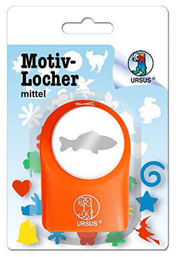 Ursus Motivlocher mittel, Goldfisch, aus orangenem Kunststoff mit Metallstanze, Durchmesser ca. 25,4 mm, für Papierqualitäten von 160-220 g/qm, mit Druckknopffunktion Ursus Motivlocher mittel, Goldfisch, aus orangenem Kunststoff mit Metallstanze, Durchmesser ca. 25,4 mm, für Papierqualitäten von 160-220 g/qm, mit Druckknopffunktion von Ursus