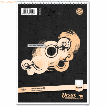 Ursus Spiral-Notizblock A5 70g/qm 40 Blatt kariert von Ursus