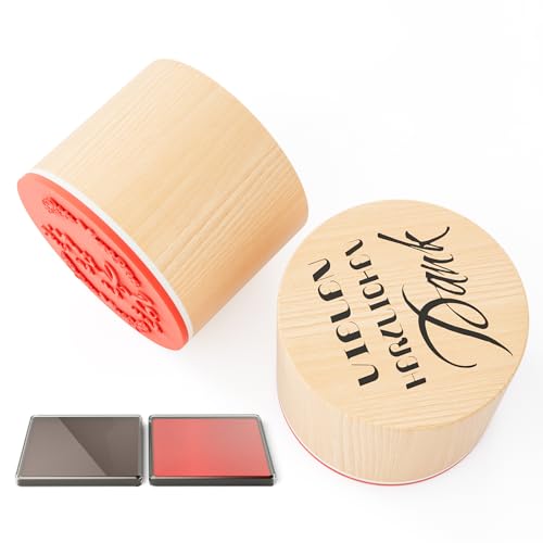 2 Stück Holzstempel Schön Dass Du Da Bist,Sammelalbum Versiegelung Holz Stempel mit 2 Farben Stempelkissen für Hochzeit Einladung Grußkarte Geschenkverpackung Scrapbook von Urtioty