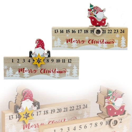 UsSpo Weihnachten Holz Adventskalender - Vintage-Heim-Schiebe-Kompositholz Weihnachten, Kalender aus Holz Block-Dekoration/Ornament von UsSpo