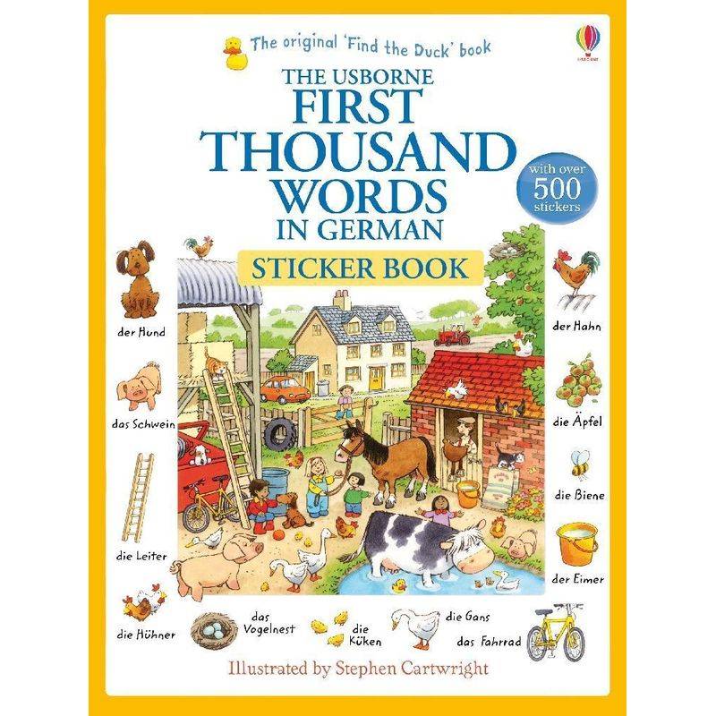 First Thousand Words In German Sticker Book - Heather Amery, Kartoniert (TB) von Usborne Publishing