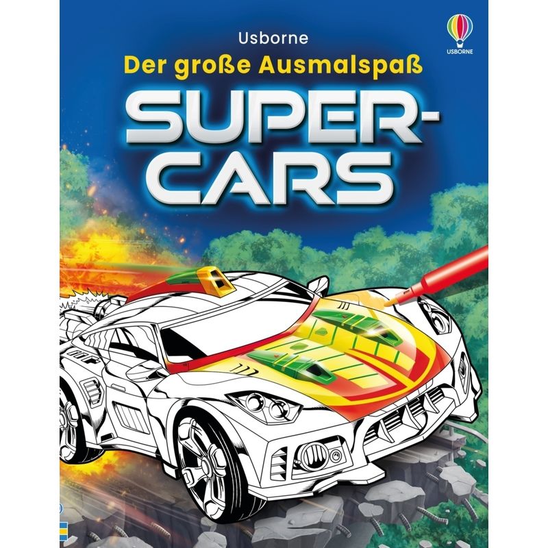 Der Große Ausmalspaß: Supercars - Sam Smith, Kartoniert (TB) von Usborne Verlag