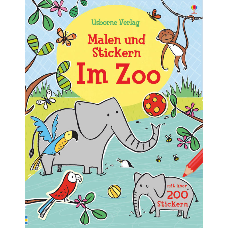 Malen Und Stickern: Im Zoo - Jessica Greenwell, Kartoniert (TB) von Usborne Verlag