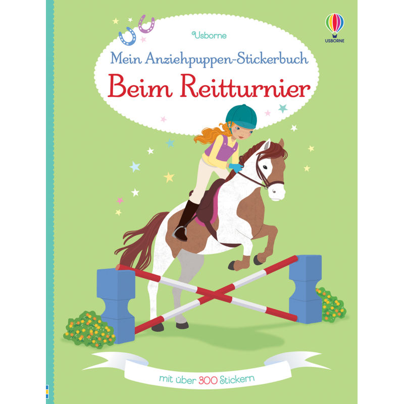 Mein Anziehpuppen-Stickerbuch: Beim Reitturnier - Lucy Bowman, Kartoniert (TB) von Usborne Verlag