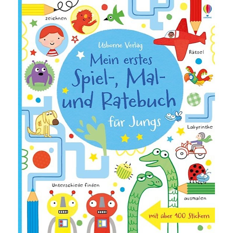 Usborne Zum Mitmachen / Mein Erstes Spiel-, Mal- Und Ratebuch Für Jungs - Lucy Bowman, James Maclaine, Kartoniert (TB) von Usborne Verlag