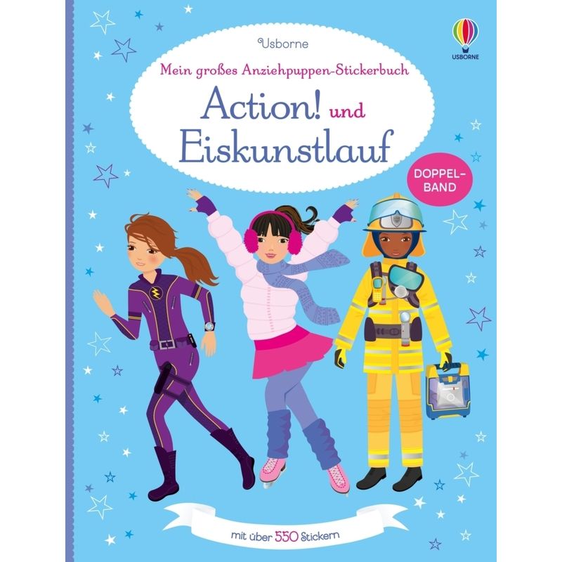 Mein Großes Anziehpuppen-Stickerbuch: Action! Und Eiskunstlauf - Fiona Watt, Kartoniert (TB) von Usborne Verlag