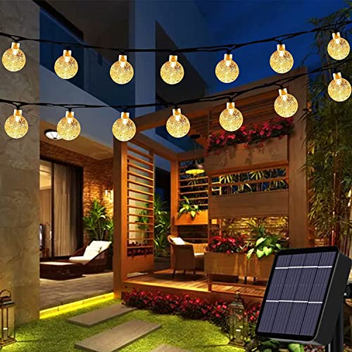 Useber Lichterkette Außen Solar, 50 LED 8 Modi Wetterfest, Solar Lichterkette Aussen Kristall Kugeln, dekorative für Garten, Party, Weihnachten, Bäume, Terrasse, Weihnachten, Hochzeiten (Warmweiß) von Useber