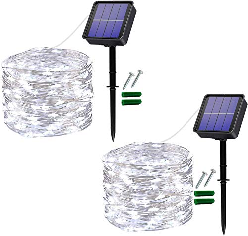 [2 Stück] Solar Lichterkette Außen Wetterfest,Useber 2x14M 120 LED Wetterfest Kupferdraht Solarlichterkette,Weihnachtsbeleuchtung außen für Balkon,Bäume,Terrasse,Hochzeit,Party,Garten,Hof von Useber