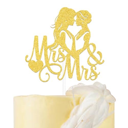 Mrs & Mrs Cake Topper Lesbische Hochzeit Party Dekoration Hochzeit und Jahrestag Kuchen Dekoration Lesben Brautparty Supplies Gold Glitzer Mrs & Mrs Cake Topper Lesbische Hochzeit Party Dekoration Hochzeit und Jahrestag Kuchen Dekoration Lesben Brautparty Supplies Gold Glitzer von Usumz