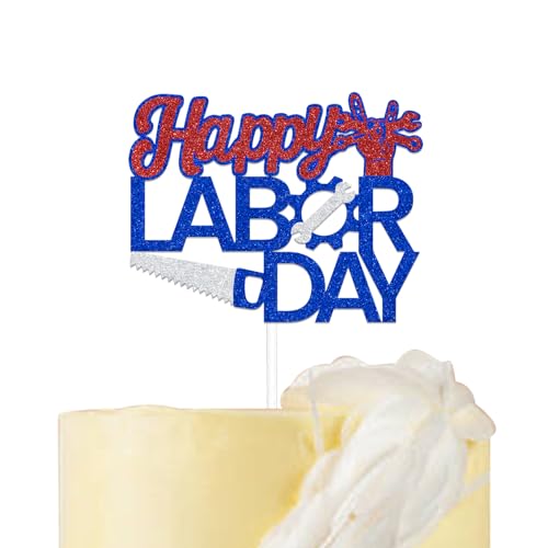 Tortenaufsatz "Happy Labor Day", Arbeitstag, Arbeiter, Thema, Geburtstag, Party, Dekoration, Handwerker, Dekoration, Blau, Rot, Glitzer Tortenaufsatz "Happy Labor Day", Arbeitstag, Arbeiter, Thema, Geburtstag, Party, Dekoration, Handwerker, Dekoration, Blau, Rot, Glitzer von Usumz