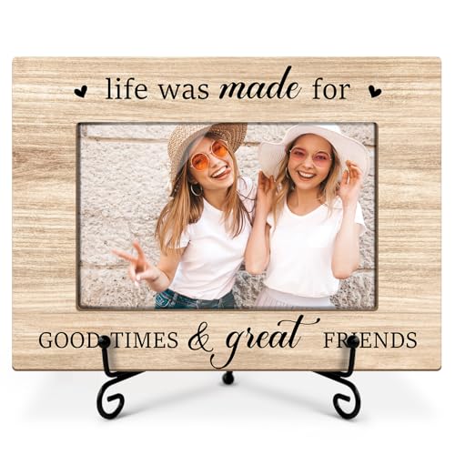 Bilderrahmen mit Aufschrift "Life Was Made For Good Times Great Friends", Geschenk für Frauen, Männer, Bestie, Holz-Bilderrahmen für Geburtstag, Party, Andenken, Urlaub, 10 x 15 cm, Bilderrahmen mit Bilderrahmen mit Aufschrift "Life Was Made For Good Times Great Friends", Geschenk für Frauen, Männer, Bestie, Holz-Bilderrahmen für Geburtstag, Party, Andenken, Urlaub, 10 x 15 cm, Bilderrahmen mit von Utaqer