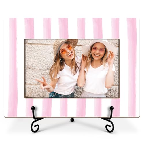 Rosa und weiß gestreifter Rahmen, Bildgeschenke für Frauen, Ehefrauen, Paare, Holz-Bilderrahmen für Andenken, Geburtstag, Valentinstag, Urlaub, 10,2 x 15,2 cm, Fotorahmen mit Ständer, 86 cm Rosa und weiß gestreifter Rahmen, Bildgeschenke für Frauen, Ehefrauen, Paare, Holz-Bilderrahmen für Andenken, Geburtstag, Valentinstag, Urlaub, 10,2 x 15,2 cm, Fotorahmen mit Ständer, 86 cm von Utaqer