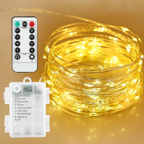 LED Lichterkette 10Mx100 Weihnachtsbeleuchtung Weihnachten Kette Leuchte auf Transparent Kabel Lichter Kupferdraht Wasserdichte mit 8 Modi Innen Außen für Saal Garten Weihnachten Hochzeit Party von Uten