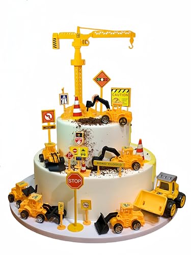 UtenTol 49 Stück Bagger Spielzeug Kuchendeko,Stück Kuchen Deko,Kuchen Deko Baustelle,Baustelle Baustelle Kinder Cake Deko Set (Stück Bagger Spielzeug Kuchendeko) von UtenTol