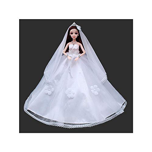 Uteruik 12 Gelenke Puppe 30 cm Mädchen Puppen mit Hochzeitskleid Schleier Kleidung Schmuck Kinder Urlaub Geburtstag Geschenk (#B) von Uteruik