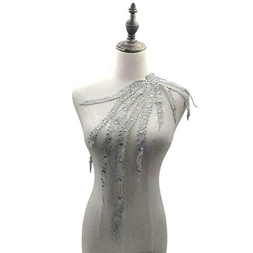 Uteruik Bestickter Spitzenapplikation zum Aufnähen für DIY Ausschnitt Miedergürtel Hochzeit Brautkleid Abschlussball Kleid (#A) von Uteruik