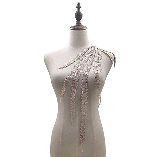 Uteruik Bestickter Spitzenapplikation zum Aufnähen für DIY Ausschnitt Miedergürtel Hochzeit Brautkleid Abschlussball Kleid (#B) von Uteruik