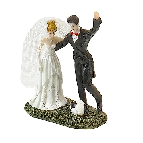 Uteruik Brautpaar Cake Topper Figuren Fußball Paar Statue Hochzeitstorte Puppe Jahrestag Verlobung Dekoration (#A) von Uteruik
