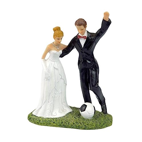 Uteruik Brautpaar Cake Topper Figuren Fußball Paar Statue Hochzeitstorte Puppe Jahrestag Verlobung Dekoration (#B) von Uteruik