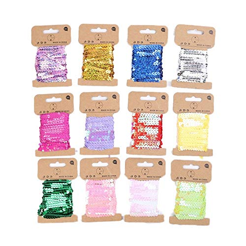 Uteruik Pailletten-Bordüre für Schmuckband, Basteln, Kleidung, Nähen, Verzierungen, 12 Stück Uteruik Pailletten-Bordüre für Schmuckband, Basteln, Kleidung, Nähen, Verzierungen, 12 Stück von Uteruik