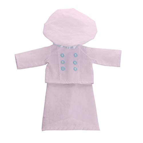 Uteruik Puppen-Koch-Kleidung für 46 cm große Puppen, weiße Back-Outfits, Kochmütze, Kochmantel, Schürze, Kostümzubehör von Uteruik