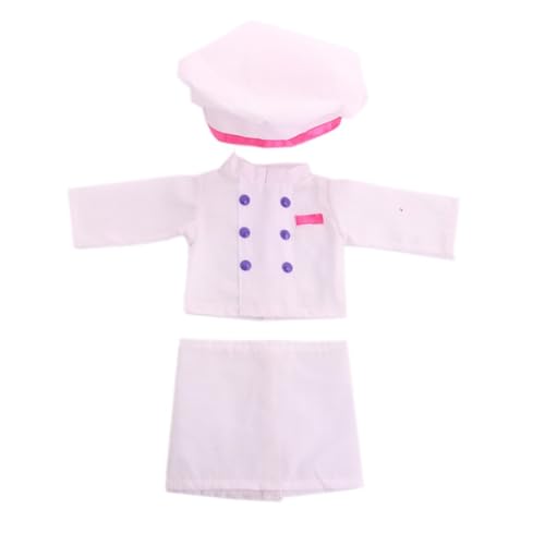 Sattie Uteruik Doll Chef Kleidung für 45,7 cm große Puppen – weiße Backoutfits (Kochmütze, Mantel, Schürze) – Küche/kulinarisches Thema von Uteruik