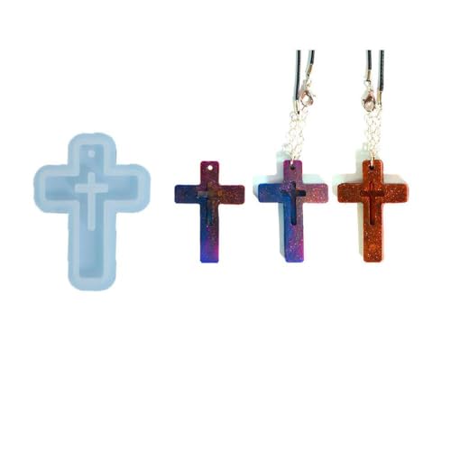 Uteruik Silikonharz-Kreuzform, Schlüsselanhänger, Schmuck, Ohrringe, Anhänger, Epoxidharz, Gießformen für Bastelarbeiten, Gießen (#B) von Uteruik