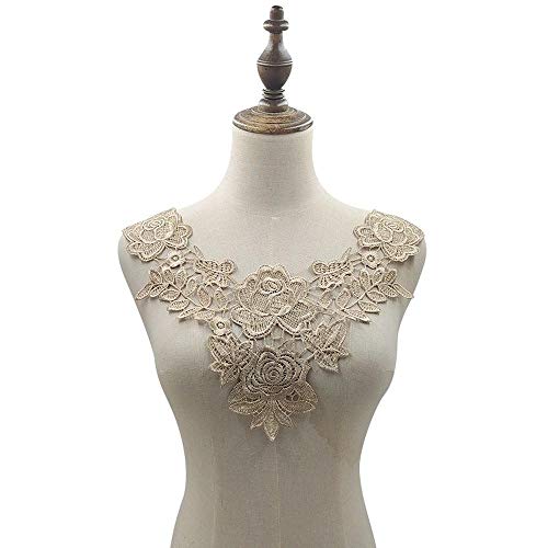 Uteruik Stickerei-Ausschnitt, Spitzenkragen, florale Applikation, zum Aufnähen, für DIY-Ausschnitt, Miedergürtel, Hochzeit, Brautkleid, Ballkleid (#A) von Uteruik