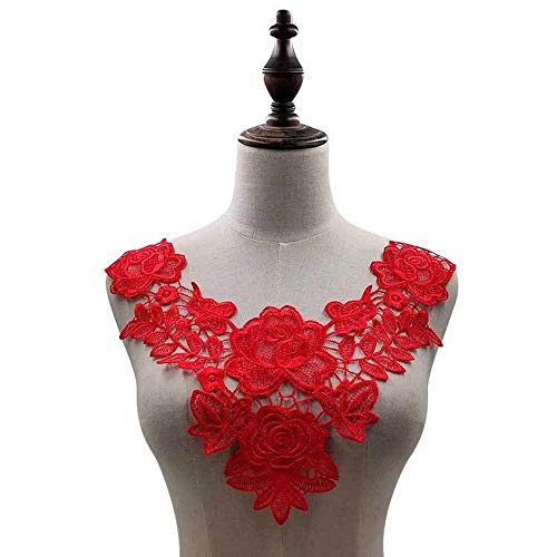 Uteruik Stickerei-Ausschnitt, Spitzenkragen, florale Applikation, zum Aufnähen, für DIY-Ausschnitt, Miedergürtel, Hochzeit, Brautkleid, Ballkleid (#I) von Uteruik
