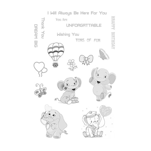 Uteruik Transparenter Stempel mit Cartoon-Elefanten-Muster, Silikonstempel, Siegel für die Kartenherstellung, DIY-Scrapbooking, Fototagebuch, Album-Dekoration Uteruik Transparenter Stempel mit Cartoon-Elefanten-Muster, Silikonstempel, Siegel für die Kartenherstellung, DIY-Scrapbooking, Fototagebuch, Album-Dekoration von Uteruik