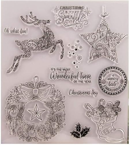 Uteruik Transparenter transparenter Stempel Silikon Siegel Hintergrund Stempel für DIY Scrapbooking Album Basteln Karten Herstellung Geschenk Weihnachten Serie Stempel - T1403-18,5 x 20,5 cm Uteruik Transparenter transparenter Stempel Silikon Siegel Hintergrund Stempel für DIY Scrapbooking Album Basteln Karten Herstellung Geschenk Weihnachten Serie Stempel - T1403-18,5 x 20,5 cm von Uteruik