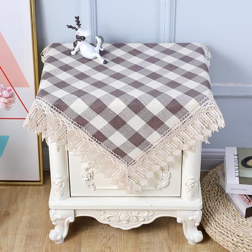 Utobanh Kleine quadratische Tischdecke, rustikale Stickerei, Baumwoll-Leinen-Stoff, kariert, Tischdecke für Beistelltisch, Nachttisch, Tischdekoration, quadratisch, 55,9 x 55,9 cm Utobanh Kleine quadratische Tischdecke, rustikale Stickerei, Baumwoll-Leinen-Stoff, kariert, Tischdecke für Beistelltisch, Nachttisch, Tischdekoration, quadratisch, 55,9 x 55,9 cm von Utobanh