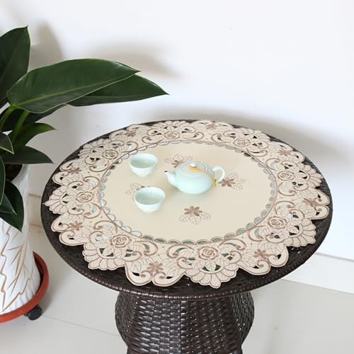 Utobanh Spitzentischdecke im Vintage-Stil, klein, rund, bestickt, Blumen, Matte, Spitze, Tischdekoration, für Kaffee, Zuhause, Party, 55,9 cm Utobanh Spitzentischdecke im Vintage-Stil, klein, rund, bestickt, Blumen, Matte, Spitze, Tischdekoration, für Kaffee, Zuhause, Party, 55,9 cm von Utobanh