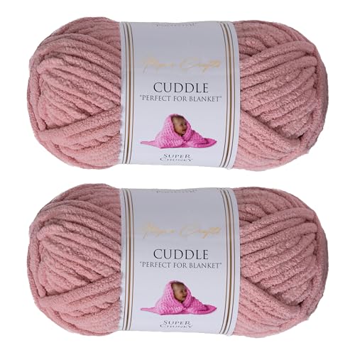 Utopia Crafts Cuddle Super Chunky Chenille, weiches Garn zum Stricken und Häkeln, 2 x 100 g, (Dusty Pink) von Utopia Crafts