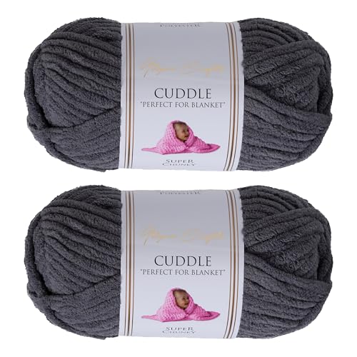 Utopia Crafts Cuddle Super Chunky Chenille, weiches Garn zum Stricken und Häkeln, 2 x 100 g (Stahlgrau) von Utopia Crafts