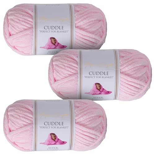 Utopia Crafts Cuddle Super Chunky Chenille, weiches Garn zum Stricken und Häkeln, 3 x 100 g, Babyrosa von Utopia Crafts