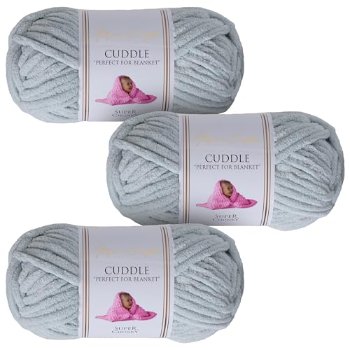 Utopia Crafts Cuddle Super Chunky Chenille, weiches Garn zum Stricken und Häkeln, 3 x 100 g, Hellgrau von Utopia Crafts