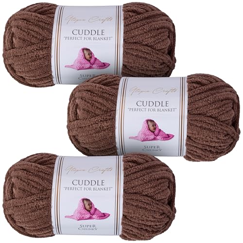 Utopia Crafts Cuddle Super Chunky Chenille, weiches Garn zum Stricken und Häkeln, 3 x 100 g, Kaffeebraun Utopia Crafts Cuddle Super Chunky Chenille, weiches Garn zum Stricken und Häkeln, 3 x 100 g, Kaffeebraun von Utopia Crafts